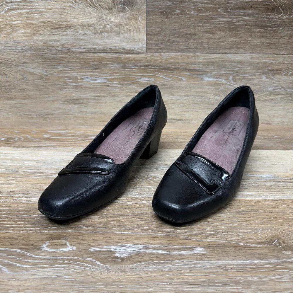 Clarks Levee Delta Black Leather Pump Women' Size 8M